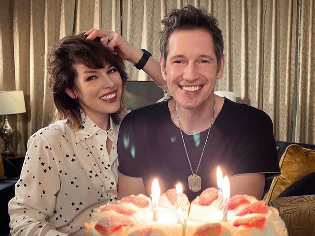 <p>Milla Jovovich Instagram</p> Milla Jovovich and Paul W. S. Anderson celebrating Paul's birthday in March 2021