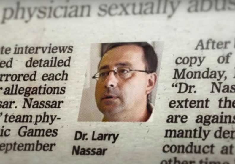 美國體操國家隊前隊醫納薩（Larry Nassar）。取自Netflix劇照。