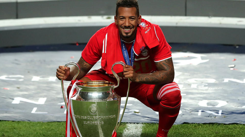 Jerome Boateng, pictured here after winning the Champions League with Bayern Munich in 2020.