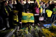 <p>Nantes fans come together to pay tribute to missing Cardiff striker Emiliano Sala (Getty Images) </p>