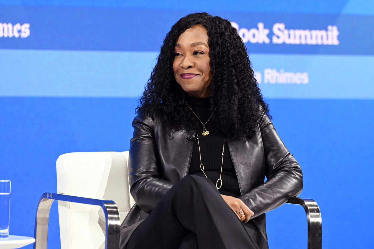 NEW YORK, NEW YORK - NOVEMBER 29: Shonda Rhimes speaks onstage during The New York Times Dealbook Summit 2023 at Jazz at Lincoln Center on November 29, 2023 in New York City. (Photo by Slaven Vlasic/Getty Images for The New York Times)