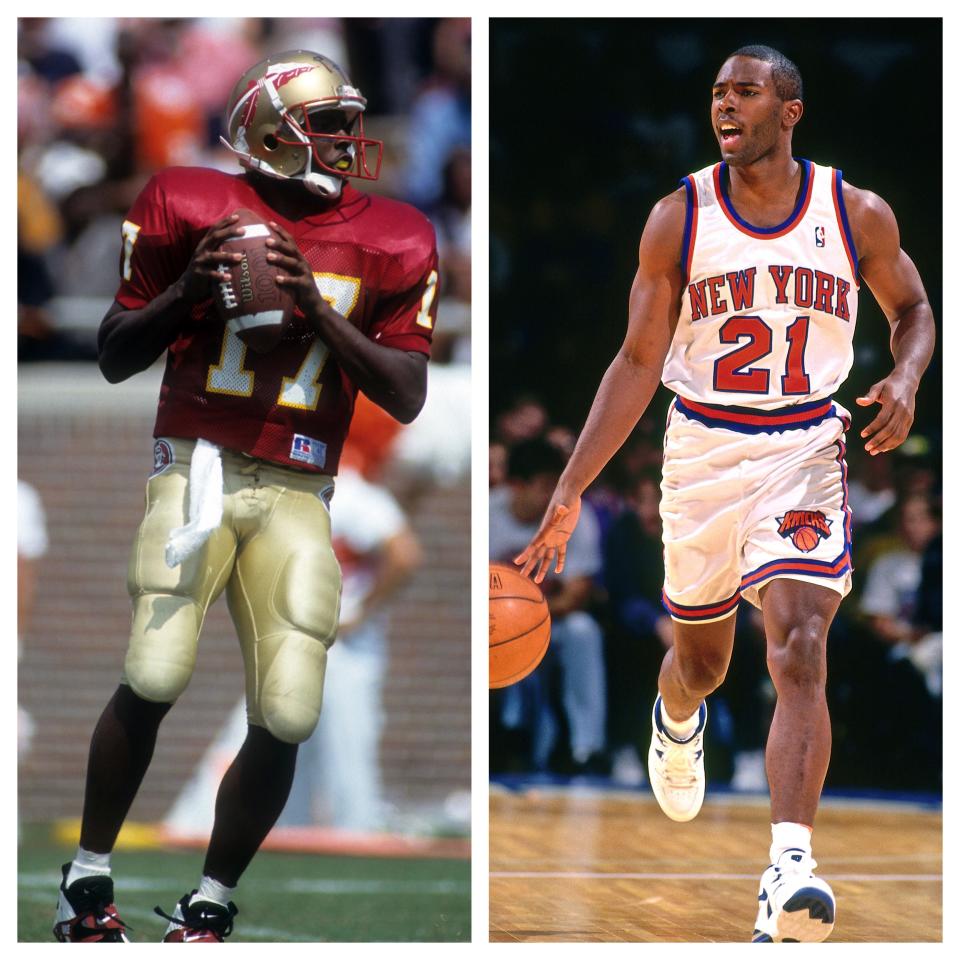 Charlie Ward at Florida State and New York. (Getty)