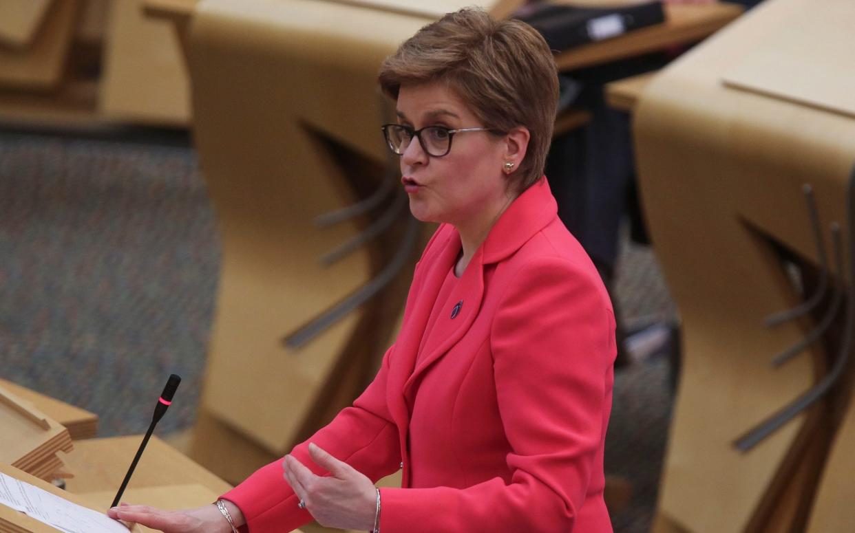 Nicola Sturgeon at First Minister's Questions on Thursday - Fraser Bremner/Getty Images