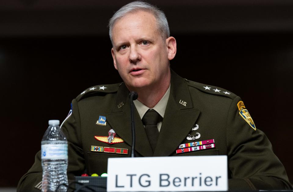 Defense Intelligence Agency, Lieutenant General Scott Berrier, testifies about worldwide threats during a Senate Armed Services Committee hearing on Capitol Hill in Washington, DC, May 10, 2022. (Photo by SAUL LOEB / AFP) (Photo by SAUL LOEB/AFP via Getty Images)