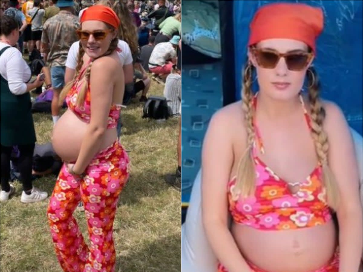 A mother-to-be has shared her experience at Glastonbury while 34 weeks pregnant (GirlBossAdventure/Instagram/TikTok)