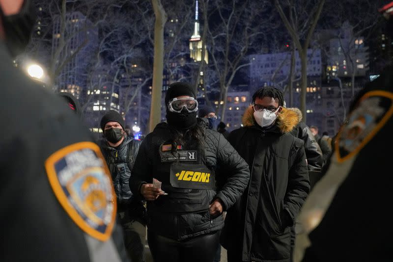 Demonstrators take part in a Justice for George Floyd protest, in New York