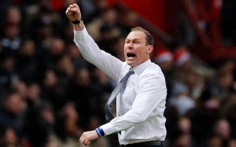 Everton interim manager Duncan Ferguson celebrates their first goal - Credit: Reuters