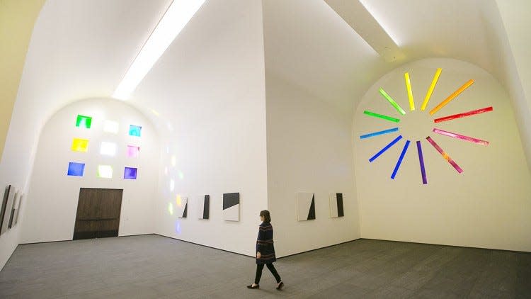 The Ellsworth Kelly installation just outside of the Blanton is one of the museum’s main attractions.