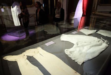 Undergarments owned by former Austrian empress Elisabeth is on display at Sisi museum in Vienna April 23, 2014. REUTERS/Heinz-Peter Bader