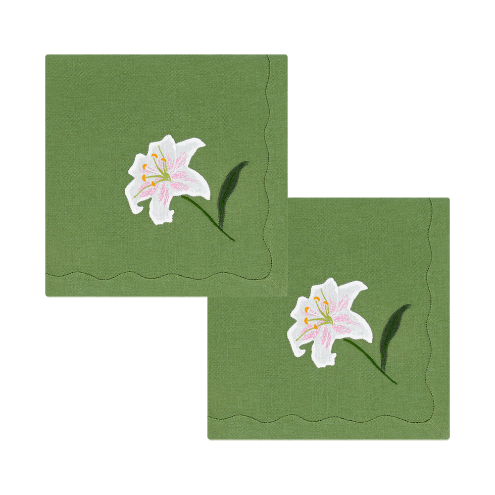 <p><a href="https://elizabethlake.com/collections/all-tabletop/products/lily-flower-dinner-napkins-set-of-2" rel="nofollow noopener" target="_blank" data-ylk="slk:Shop Now;elm:context_link;itc:0;sec:content-canvas" class="link rapid-noclick-resp">Shop Now</a></p><p>Lily Flower Dinner Napkins</p><p>elizabethlake.com</p><p>$135.00</p>