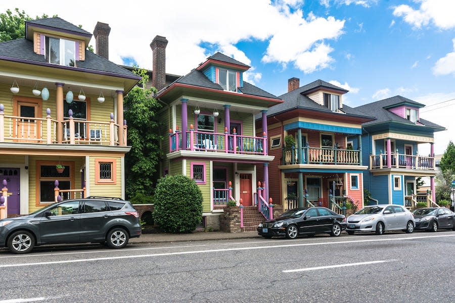 Colorful houses in Portland, Oregon.