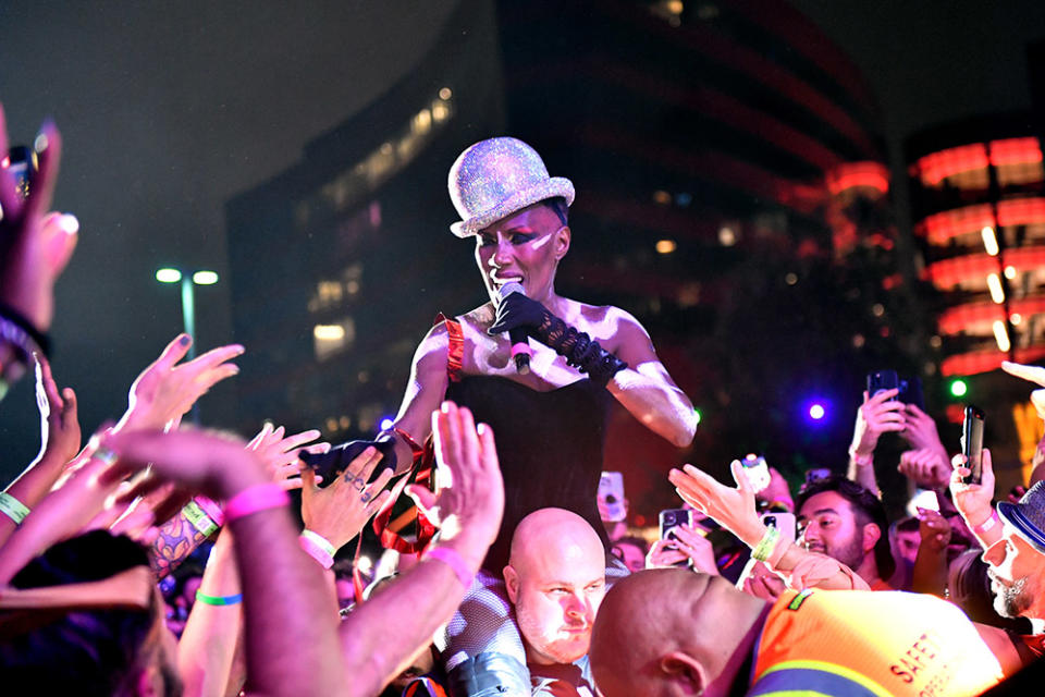 Grace Jones performs during Outloud At WeHo Pride 2023 at West Hollywood Park on June 03, 2023 in West Hollywood, California.