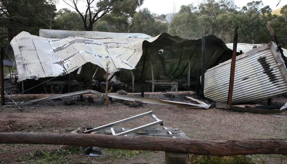 The scene of a fatal house fire in Tyaak, Victoria. Source: AAP