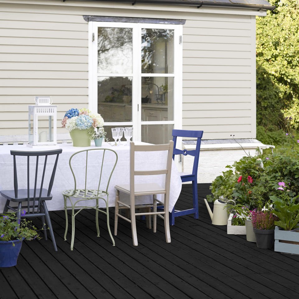 <p> Not mad about the colour of the decking you've had laid now it's down or want to enhance existing boards? Give it a luxurious look with a rich dark oil to offset colourful furniture choices. Even better if the dark finish contrasts with your home's exterior, as both will stand out more. </p> <p> Dark, muted decking also allows the vibrant surroundings to steal the show – so if you want people to focus on the lushness of your garden, it's the way to go. </p>