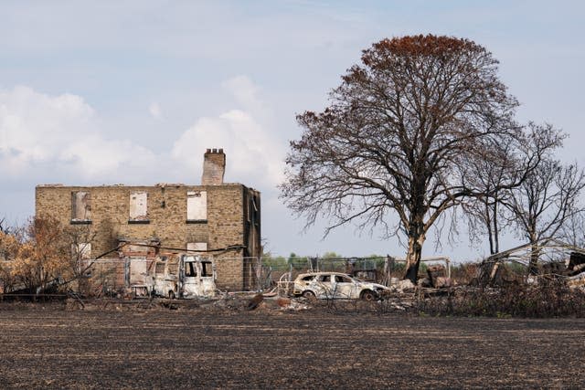 Fire-damaged house in Wennington