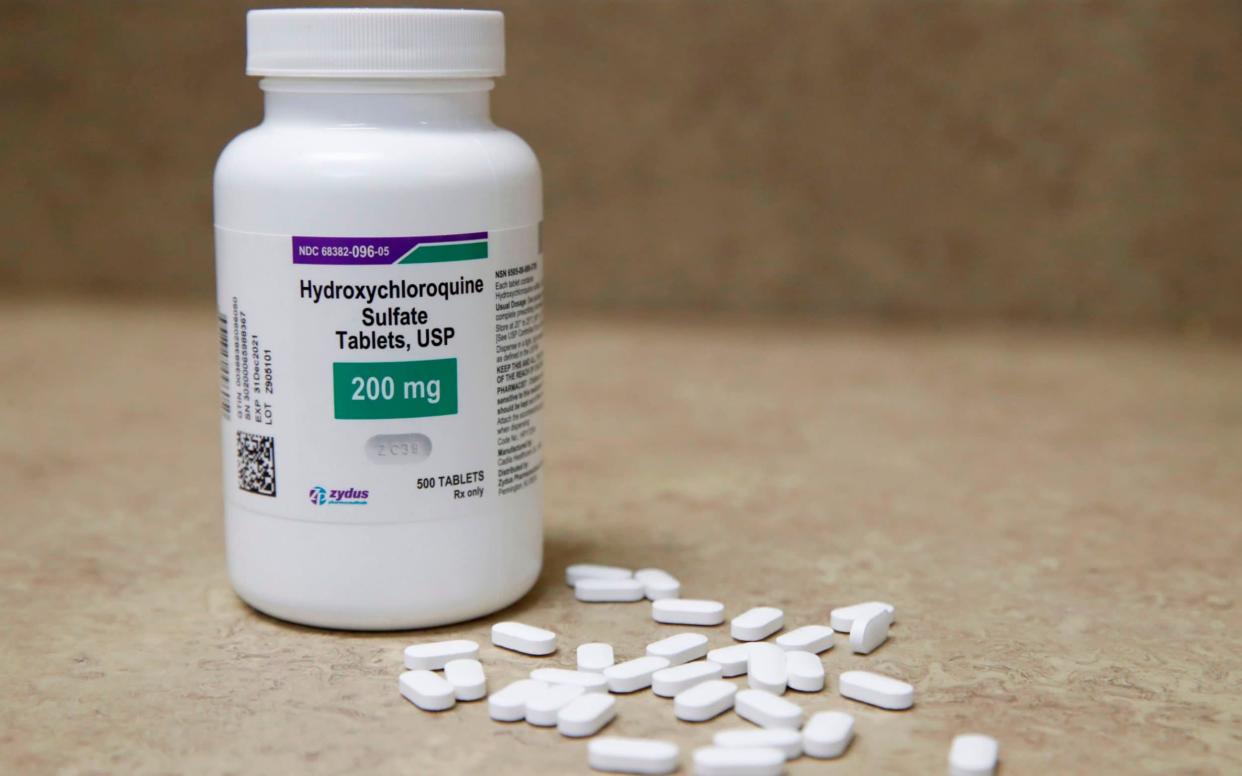 : A bottle and pills of Hydroxychloroquine sit on a counter at Rock Canyon Pharmacy in Provo, Utah, on May 20, 2020. - US President Donald Trump announced May 18 he has been taking hydroxychloroquine for almost two weeks as a preventative measure against COVID-19 - GEORGE FREY/AFP