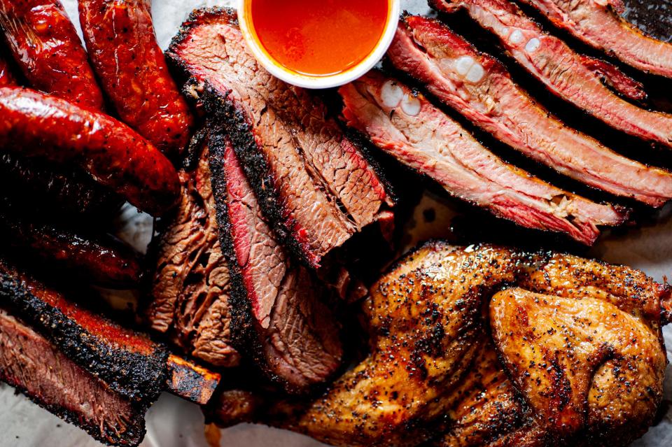 Visitors to the Block Party in Ashland City can bid on a brisket during a silent auction.