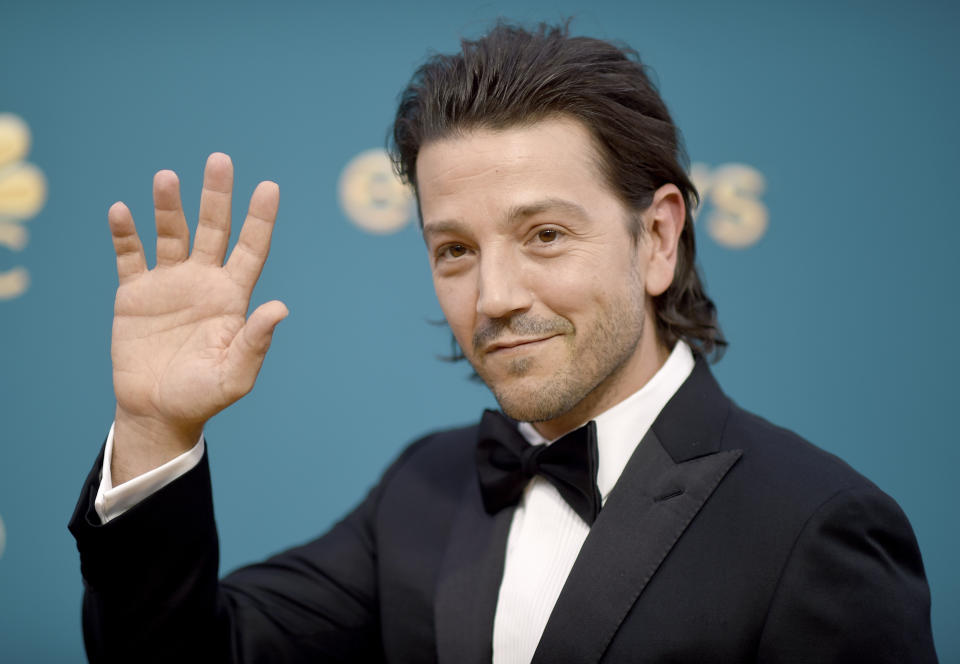 FILE - Diego Luna arrives at the 74th Primetime Emmy Awards on Monday, Sept. 12, 2022, in Los Angeles. Luna stars in the Disney+ series "Andor." (Photo by Richard Shotwell/Invision/AP, File)