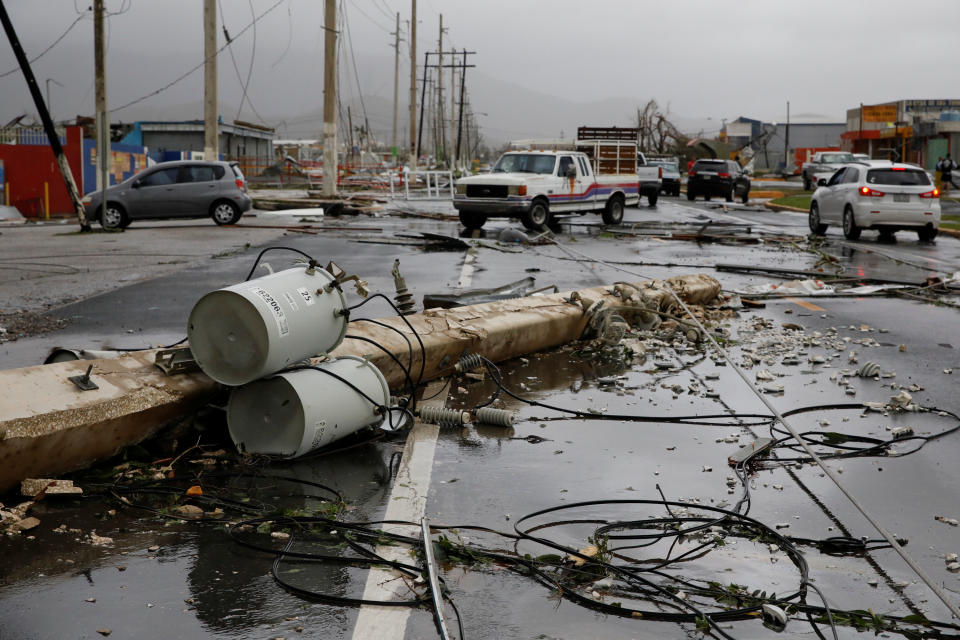 Damaged electrical installations are seen after the area was hit by Hurricane Maria in Guayama, Puerto Rico, Sept. 20, 2017. (Photo: Carlos Garcia Rawlins / Reuters)