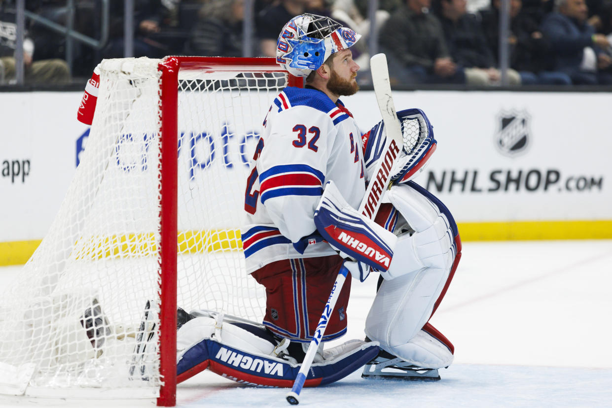 The glory days with the Los Angeles Kings seem far away, as Jonathan Quick has struggled of late in the net for the New York Rangers, making him a candidate to be cut from fantasy hockey rosters. (Photo by Ric Tapia/Icon Sportswire via Getty Images)