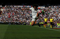 Football Soccer - Real Madrid v Atletico Madrid - Spanish La Liga Santander - Santiago Bernabeu Stadium, Madrid, Spain - 8/04/17 - Real Madrid's Marcelo during the match. REUTERS/Juan Medina