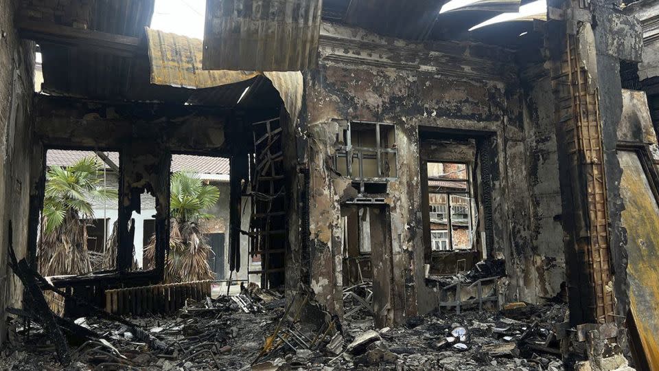 A view of burnt room of the National Art Gallery in Sukhumi, Abkhazia. - Stringer/AP