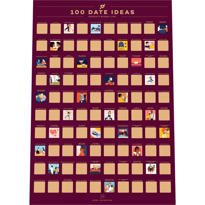 1) 100 Dates Scratch Off Poster