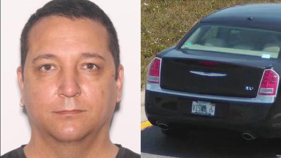 <div>Douglas Kidd and the vehicle tag of the car he is known to drive. Image is courtesy of the Davenport Police Department.</div>