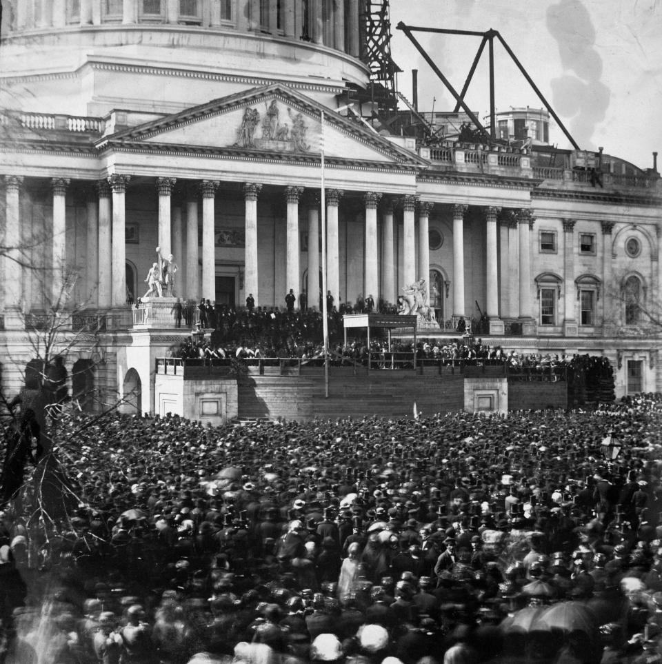 A large crowd outside the US Capitol