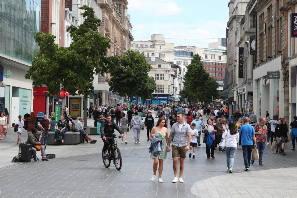 People walk through Liverpool city centre, after lockdown measures were eased in July: PA