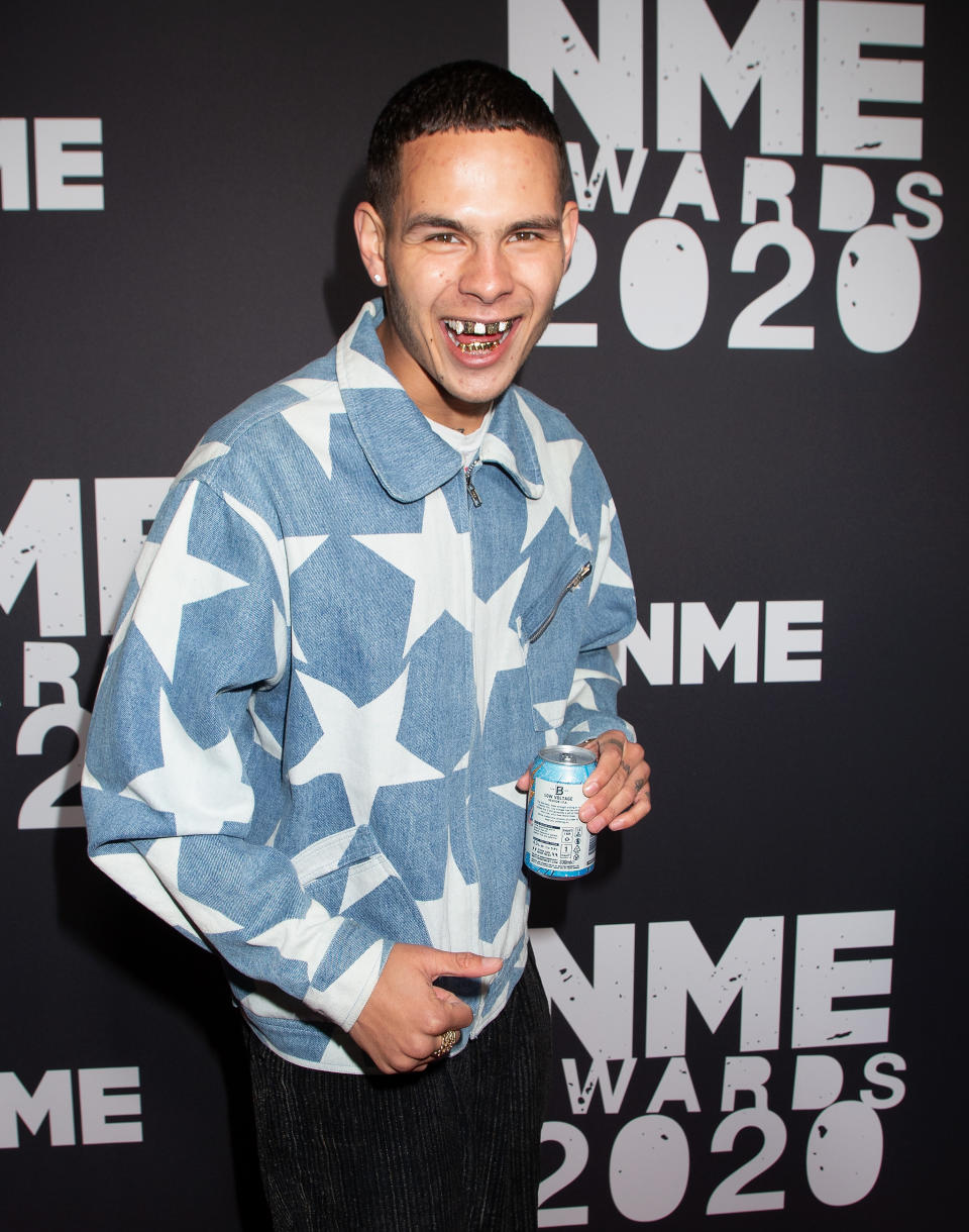 LONDON, ENGLAND - FEBRUARY 12: Slowthai attends the NME Awards 2020 at O2 Academy Brixton on February 12, 2020 in London, England. (Photo by Jo Hale/Redferns)