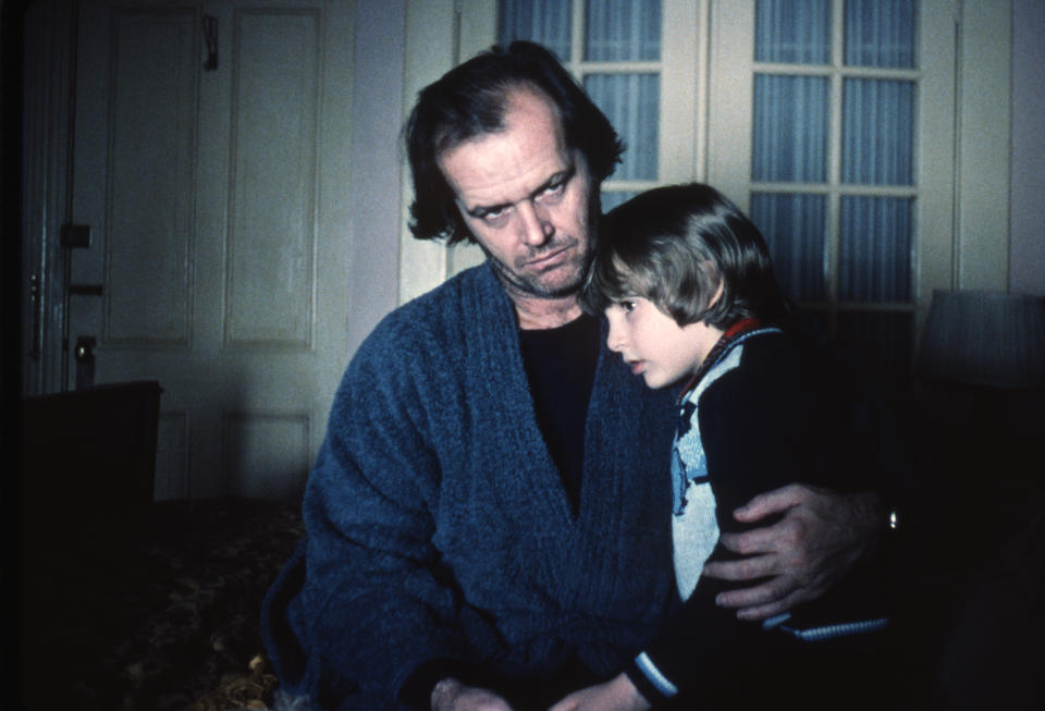 American actors Jack Nicholson and Danny Lloyd on the set of The Shining, based on the novel by Stephen King, and directed by Stanley Kubrick. (Photo by Sunset Boulevard/Corbis via Getty Images)