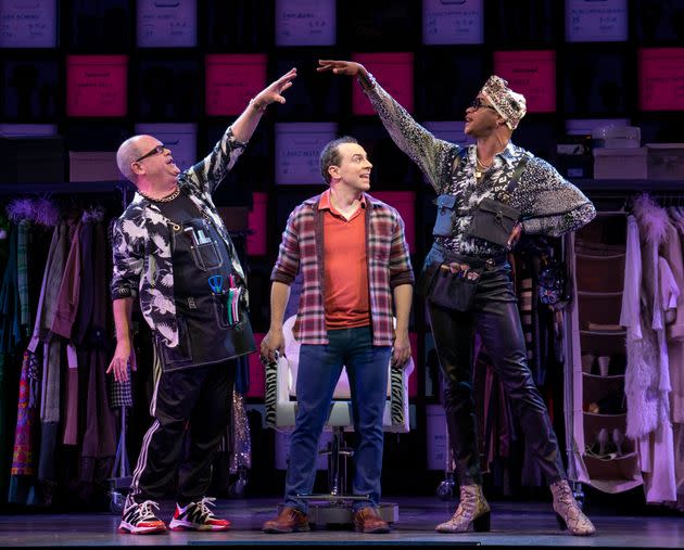 From left: Brad Oscar, Rob McClure and J. Harrison Ghee in Broadway's 