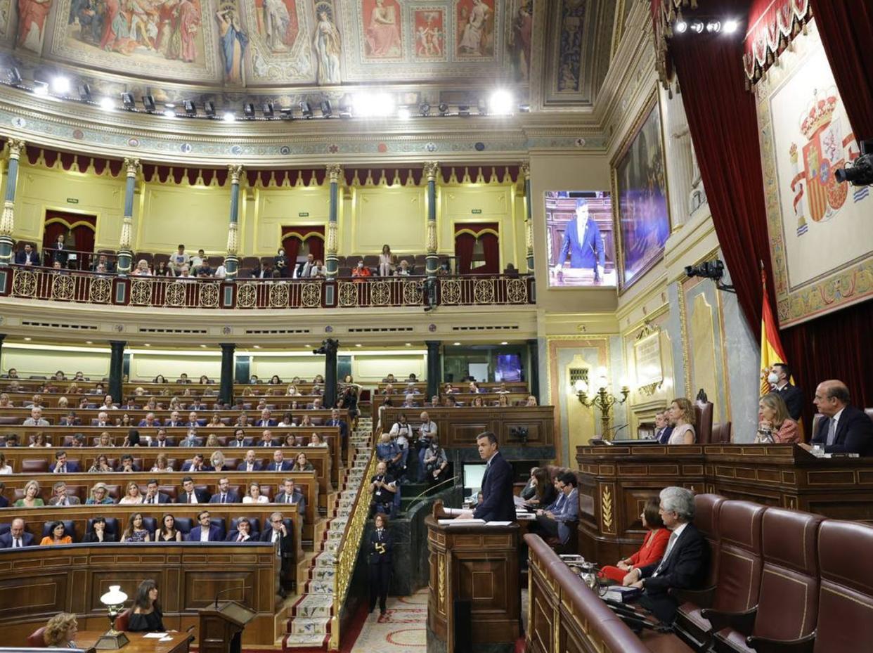 <span class="caption">El hemiciclo durante la comparecencia del presidente del Gobierno de España, Pedro Sánchez, durante la primera jornada del Debate sobre el estado de la Nación. </span> <span class="attribution"><a class="link " href="https://www.congreso.es/fotonoticias?p_p_id=fotonoticias&p_p_lifecycle=0&p_p_state=normal&p_p_mode=view&_fotonoticias_mvcPath=detalle&_fotonoticias_fotonId=4042" rel="nofollow noopener" target="_blank" data-ylk="slk:Congreso.es;elm:context_link;itc:0;sec:content-canvas">Congreso.es</a></span>