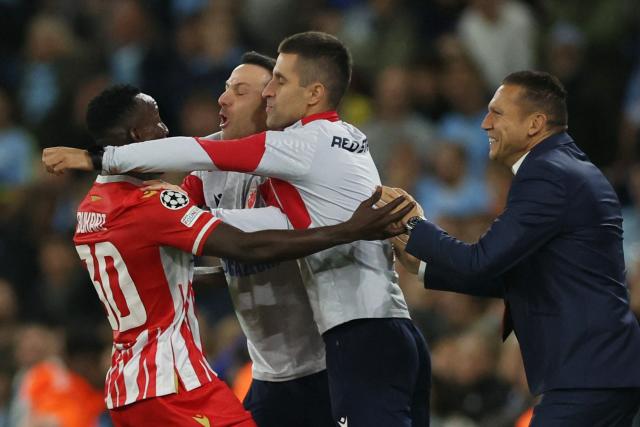 Jean-Philippe Krasso of Crvena Zvezda celebrates after scoring a goal  News Photo - Getty Images