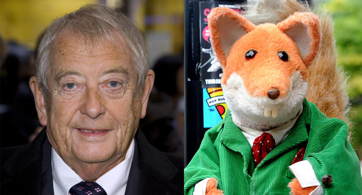 Basil Brush shared a touching tribute at Derek Fowlds' funeral. (John Phillips/UK Press via Getty Images. Shirlaine Forrest/Getty Images)