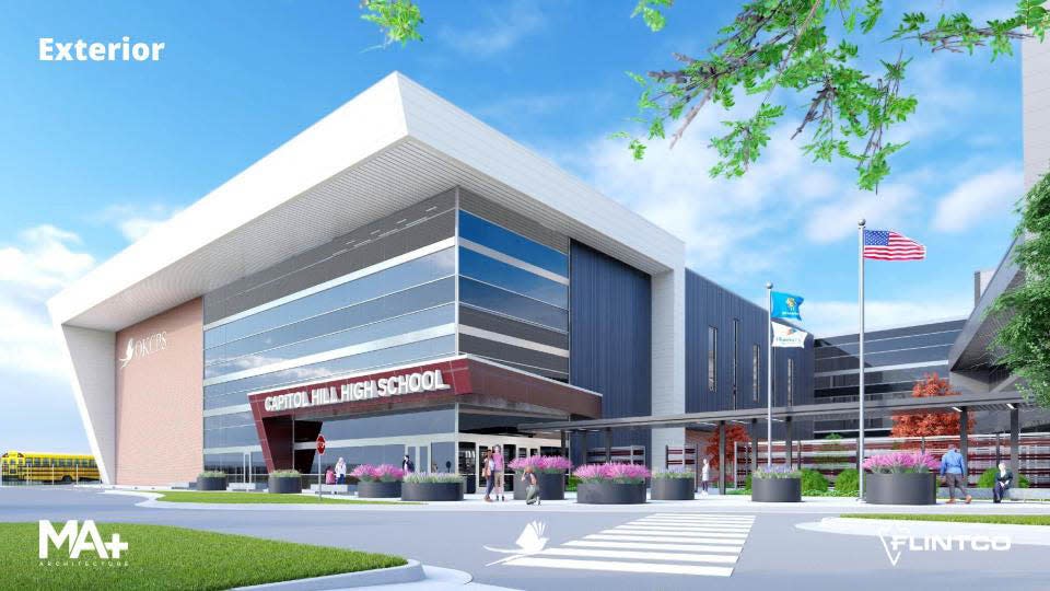 A rendering shows the new Capitol Hill High School.