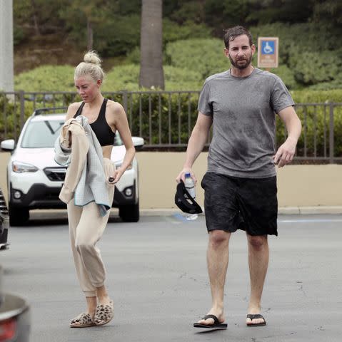 <p>TheImageDirect.com</p> Tarek El Moussa and wife Heather Rae El Moussa leave a yoga class