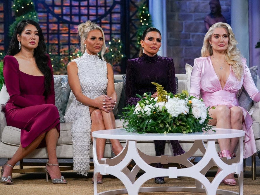 THE REAL HOUSEWIVES OF BEVERLY HILLS -- Pictured: (l-r) Crystal Kung Minkoff, Dorit Kemsley, Lisa Rinna, Erika Girardi -- (Photo by: Nicole Weingart/Bravo)