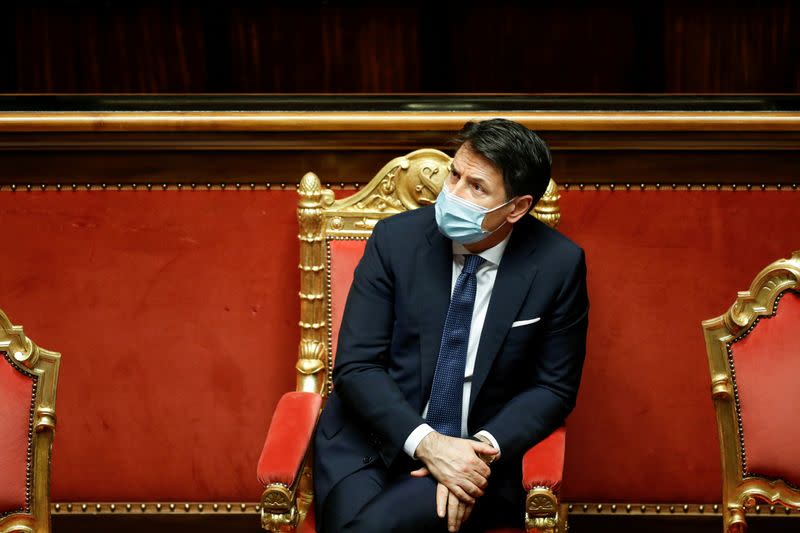 FILE PHOTO: Italian PM Conte attends debate before a confidence vote in the upper house of parliament, in Rome