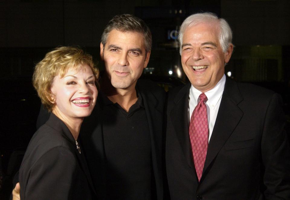 <p>“You had to be involved," Clooney recalls of his life growing up with parents Nick and Nina, pictured. "My mother and father were involved, and we were [taught] it is your civic duty... I remember my father saying, ‘Don’t come back and look me in the eye unless you stand up to [bullies and racists].’ I’m glad to have been raised that way.”</p> <p>Now, “I’m in the same situation as most fathers of 3-year-olds: I don’t want my children when they’re 15 years old to turn around and say, “There was a time when they were putting kids in cages?... And what did you do about that?”, he says. “And if the answer is ‘nothing,’ then I would be ashamed.”</p>