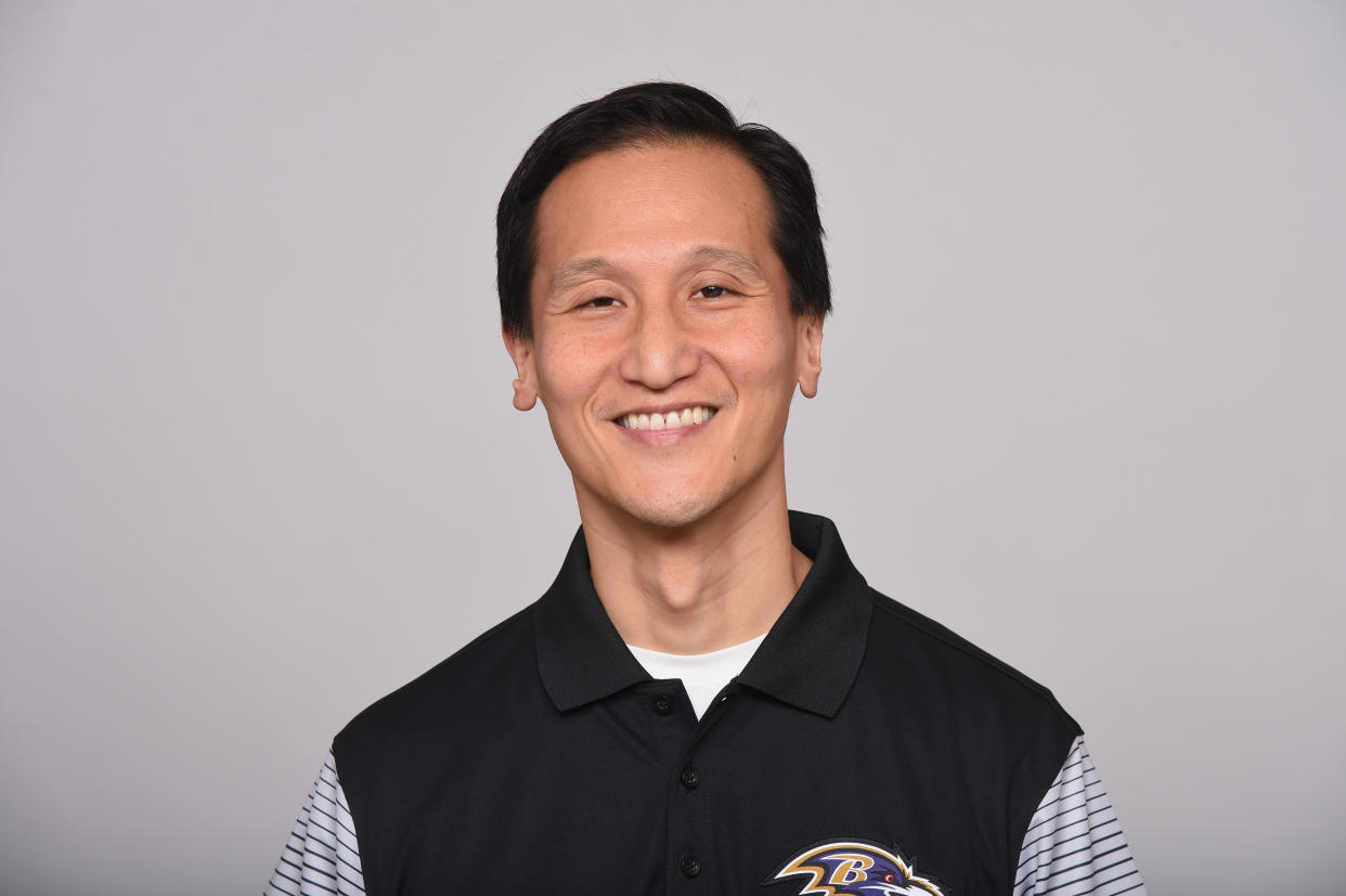 This is a 2016 photo of Eugene Shen of the Baltimore Ravens NFL football team. This image reflects the Baltimore Ravens active roster as of Thursday, May 5, 2016 when this image was taken. (AP Photo)