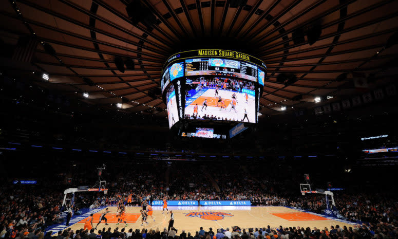 General shot of Madison Square Garden before New York Knicks game.