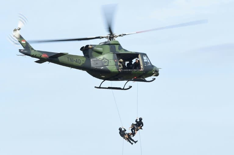 The show also saw elite soldier and dogs abseiling from helicopters