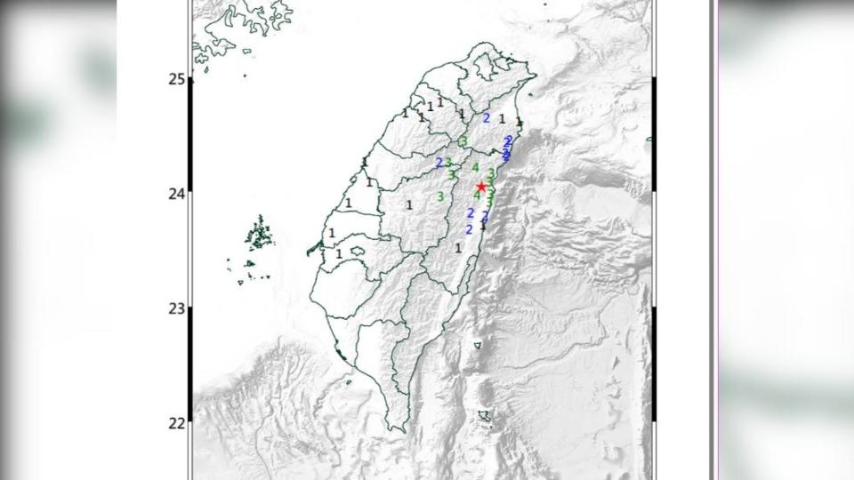 快訊／小年夜花蓮又震！震度4級