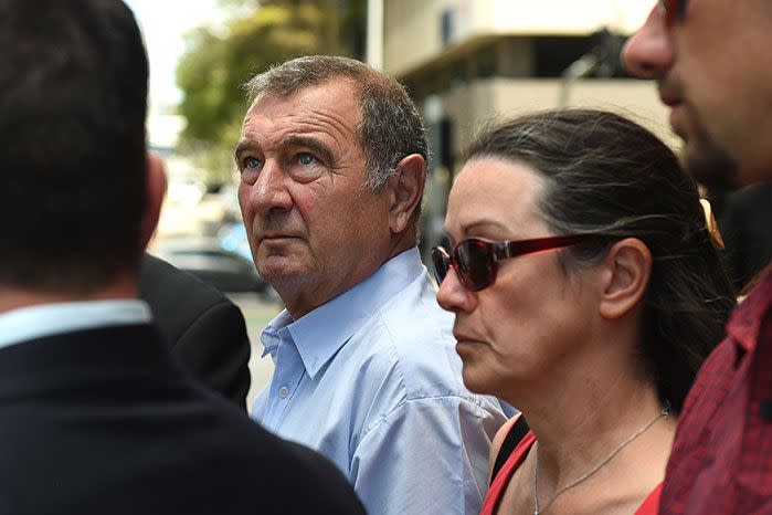 Ms Collombet's parents, Corinne and Guy Collombet, outside the Supreme Court in Brisbane after the sentencing. Image: AAP