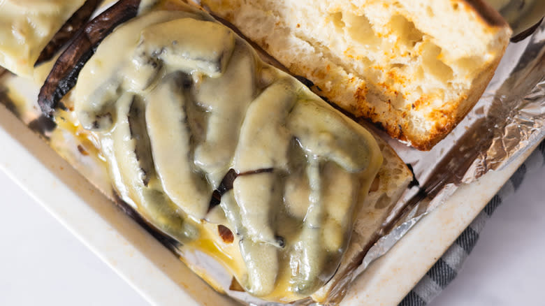 cheese melted on french dip sandwich 