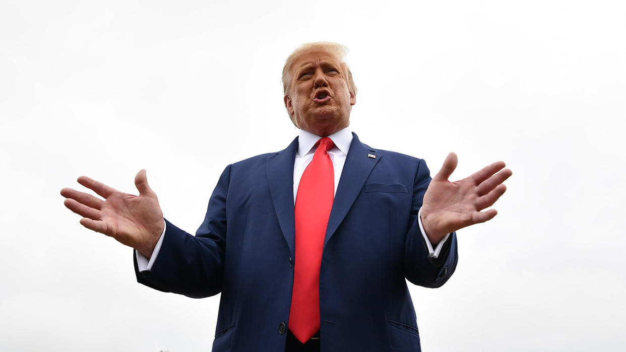 President Trump at Andrews Air Force Base in Maryland on Tuesday. (Mandel Ngan/AFP via Getty Images)