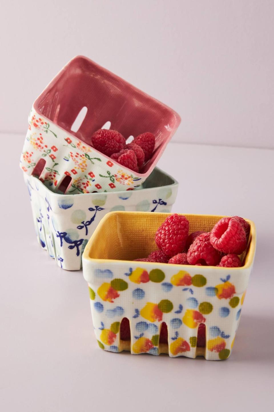 3) Floral Ceramic Berry Basket