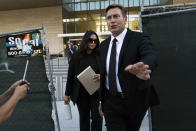 Vanessa Bryant, the widow of Kobe Bryant, leaves a federal courthouse in Los Angeles, Wednesday, Aug. 10, 2022. Kobe Bryant's widow is taking her lawsuit against the Los Angeles County sheriff's and fire departments to a federal jury, seeking compensation for photos deputies shared of the remains of the NBA star, his daughter and seven others killed in a helicopter crash in 2020. (AP Photo/Jae C. Hong)